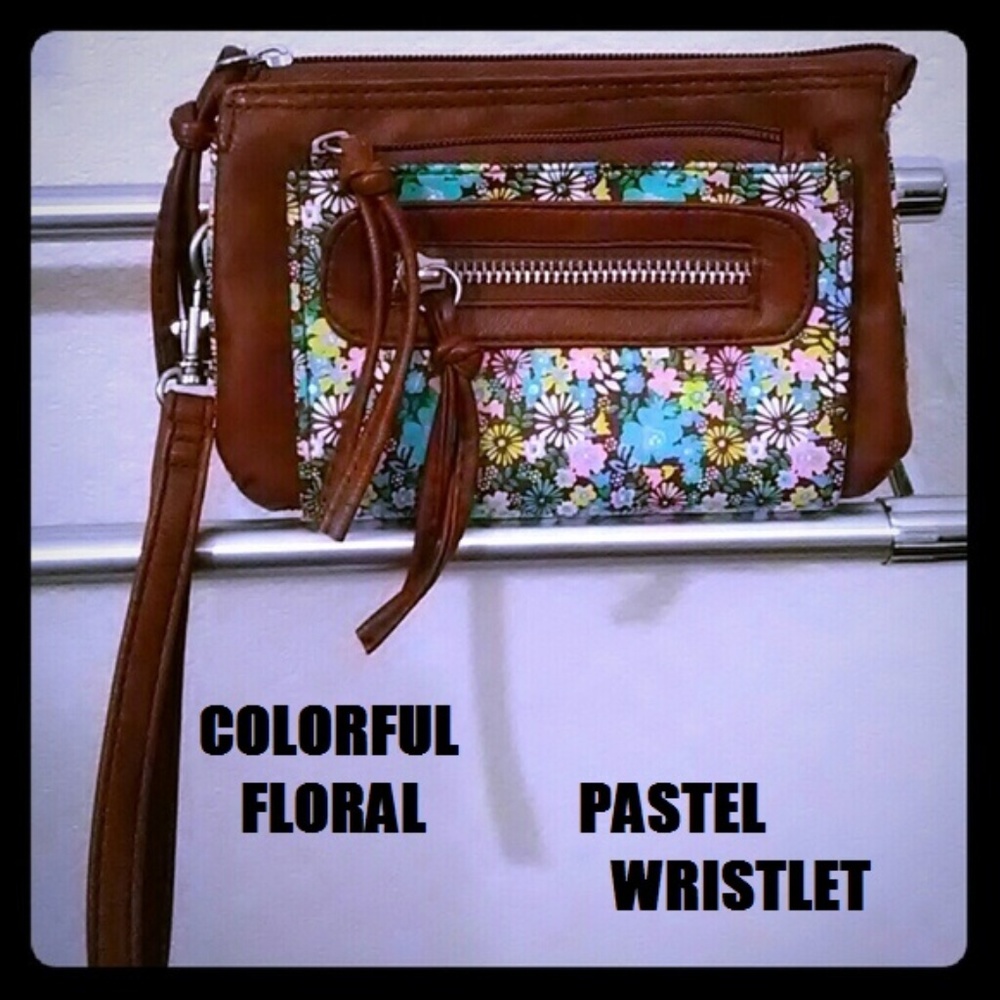 Colorful Floral Pastel Wristlet.